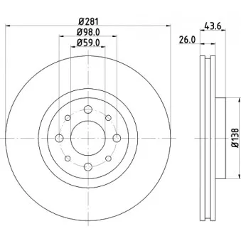 Jeu de 2 disques de frein avant HELLA PAGID OEM 46765546