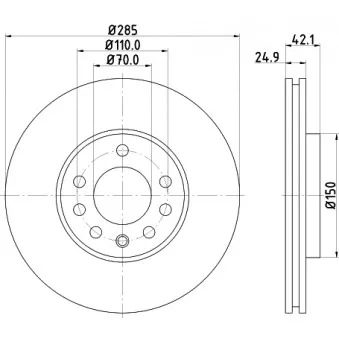 Jeu de 2 disques de frein avant HELLA PAGID OEM 93171497