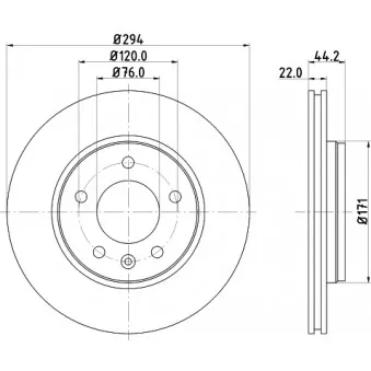 Jeu de 2 disques de frein arrière HELLA PAGID OEM 7H0615601B
