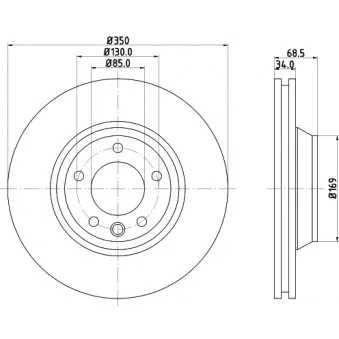 Disque de frein avant gauche HELLA PAGID OEM 7L6615301E