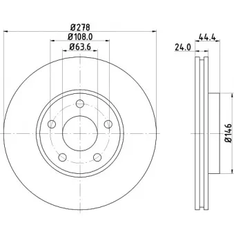 Jeu de 2 disques de frein avant HELLA PAGID OEM 1361298