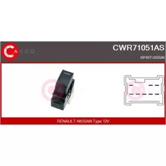 CASCO CWR71051AS - Interrupteur, lève-vitre