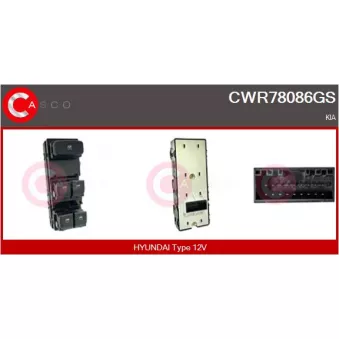 CASCO CWR78086GS - Interrupteur, lève-vitre