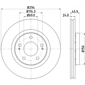 Jeu de 2 disques de frein avant HELLA PAGID OEM 424958