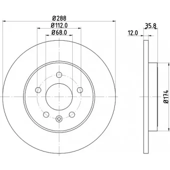 Jeu de 2 disques de frein arrière HELLA PAGID OEM 8E0615601M