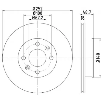 Jeu de 2 disques de frein avant HELLA PAGID OEM 51712B9000