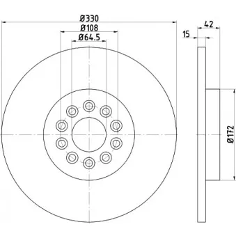 HELLA PAGID 8DD 355 116-711 - Jeu de 2 disques de frein arrière