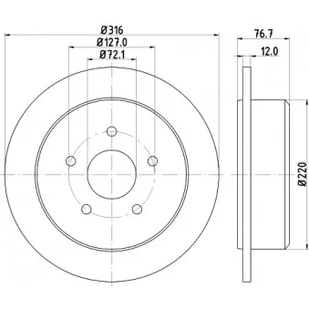 Jeu de 2 disques de frein arrière HELLA PAGID OEM 52060147AA