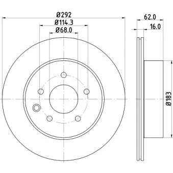 Jeu de 2 disques de frein arrière HELLA PAGID 8DD 355 118-711