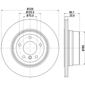 Jeu de 2 disques de frein arrière HELLA PAGID OEM 34216864053