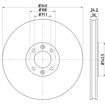 Jeu de 2 disques de frein avant HELLA PAGID 8DD 355 119-641 pour PEUGEOT 308 1.6 THP - 200cv