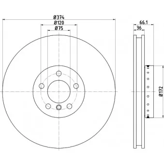 Disque de frein avant droit HELLA PAGID OEM 34116789544