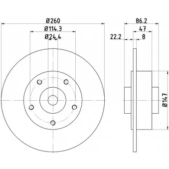 Jeu de 2 disques de frein arrière HELLA PAGID OEM 432001539R
