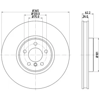 Jeu de 2 disques de frein avant HELLA PAGID OEM 34116771982