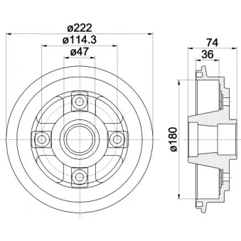 HELLA PAGID 8DT 355 301-381 - Tambour de frein