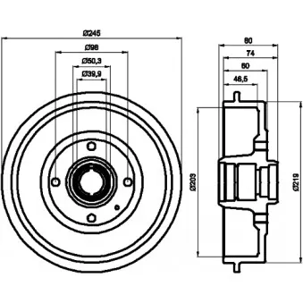 HELLA PAGID 8DT 355 301-411 - Tambour de frein