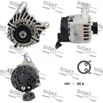 Alternateur SIDAT A12MA1141A2 pour FIAT SEICENTO / 600 1.1 - 54cv