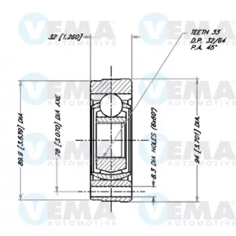 Embout de cardan avant (kit de réparation) VEMA OEM 171407331H
