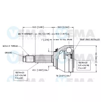 VEMA 18200 - Embout de cardan avant (kit de réparation)