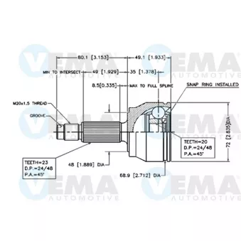 Joint, arbre longitudinal VEMA OEM 6168422