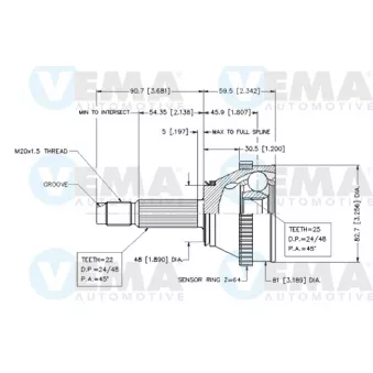 VEMA 18269 - Embout de cardan avant (kit de réparation)