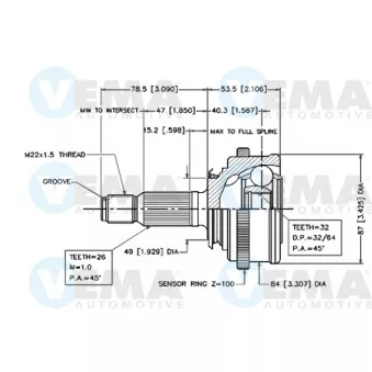 Joint, arbre longitudinal VEMA OEM 44511SE0406