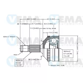 VEMA 18283 - Embout de cardan avant (kit de réparation)