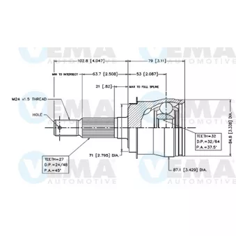 VEMA 18299 - Embout de cardan avant (kit de réparation)