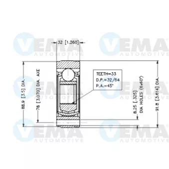 Embout de cardan avant (kit de réparation) VEMA OEM JZW498350X