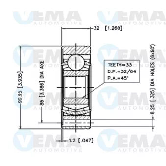 Embout de cardan avant (kit de réparation) VEMA OEM 443498103