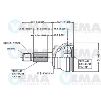 VEMA 18400 - Embout de cardan avant (kit de réparation)