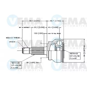 Embout de cardan avant (kit de réparation) VEMA 18402