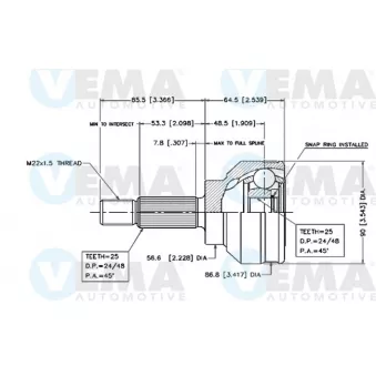 VEMA 18410 - Embout de cardan avant (kit de réparation)