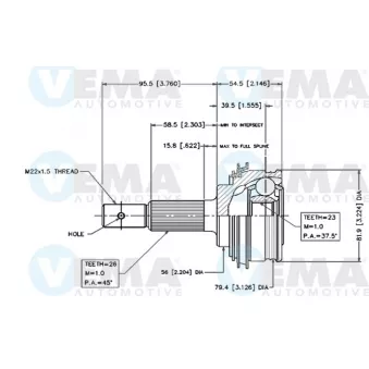 Embout de cardan avant (kit de réparation) VEMA 18427