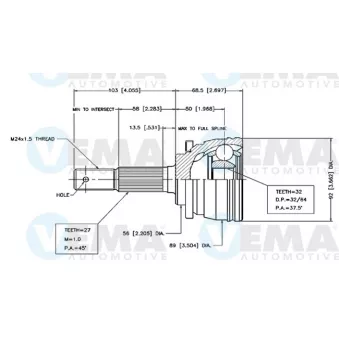 Embout de cardan avant (kit de réparation) VEMA OEM 3921171J27