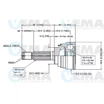 Embout de cardan avant (kit de réparation) VEMA OEM MB526544