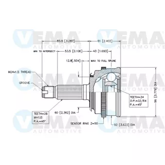 Embout de cardan avant (kit de réparation) VEMA 18456
