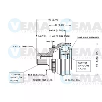 Embout de cardan avant (kit de réparation) VEMA OEM 443407305B