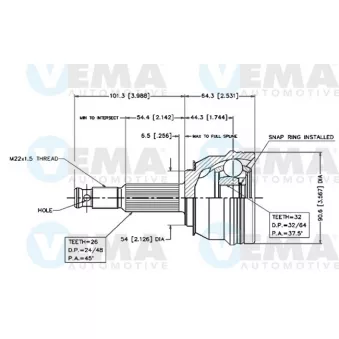 Embout de cardan avant (kit de réparation) VEMA 18498