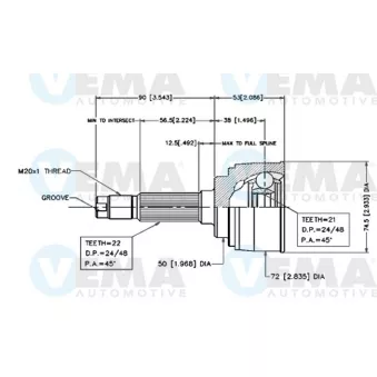 VEMA 18518 - Embout de cardan avant (kit de réparation)