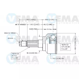 Embout de cardan avant (kit de réparation) VEMA OEM 105015