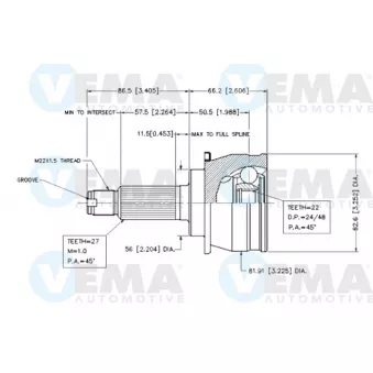 Embout de cardan avant (kit de réparation) VEMA 18536