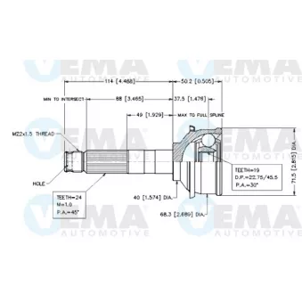 Embout de cardan avant (kit de réparation) VEMA OEM 4341087706