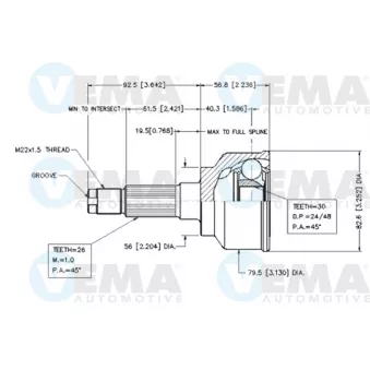 VEMA 18555 - Embout de cardan avant (kit de réparation)