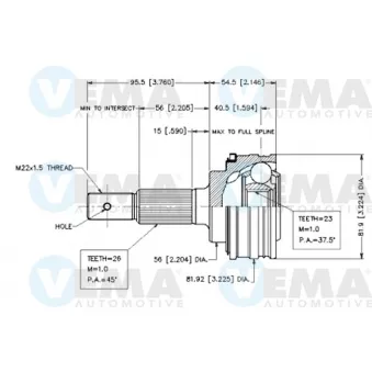 Embout de cardan avant (kit de réparation) VEMA OEM 4346019156