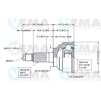 Embout de cardan avant (kit de réparation) VEMA OEM G57022510A