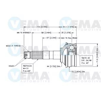 Embout de cardan avant (kit de réparation) VEMA OEM 4346087B82000