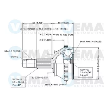 Embout de cardan avant (kit de réparation) VEMA OEM 46307083