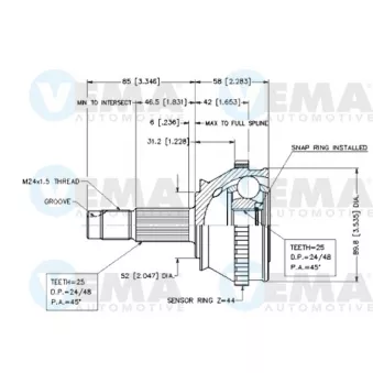 Embout de cardan avant (kit de réparation) VEMA OEM 46307034