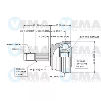 VEMA 18612 - Embout de cardan avant (kit de réparation)